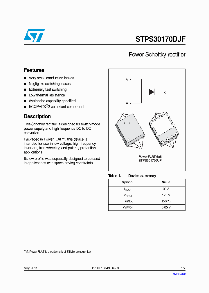 STPS30170DJF_4732849.PDF Datasheet