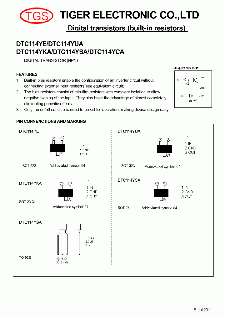 DTC114YSA_4748598.PDF Datasheet