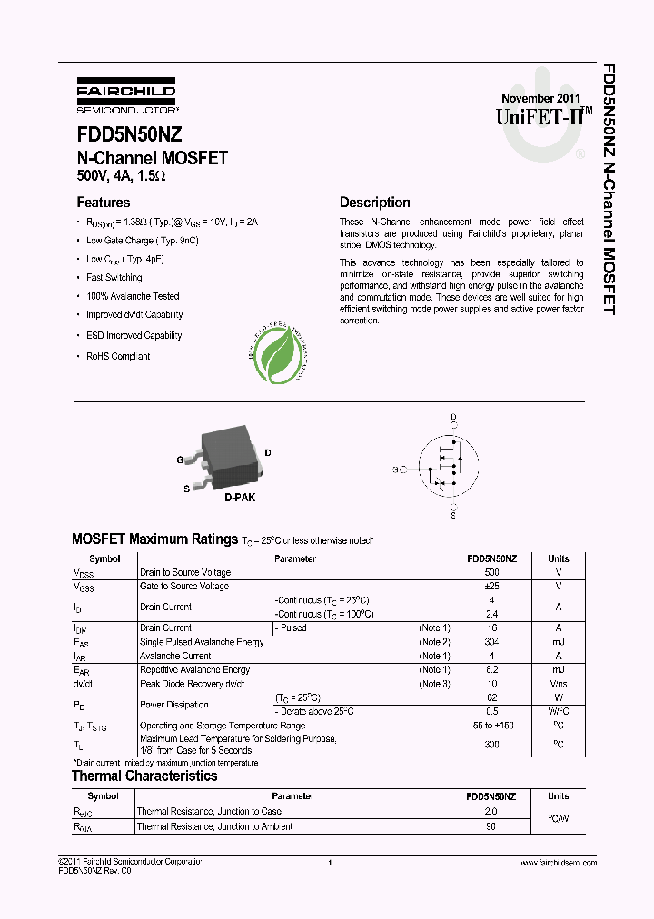 FDD5N50NZTM_4782455.PDF Datasheet