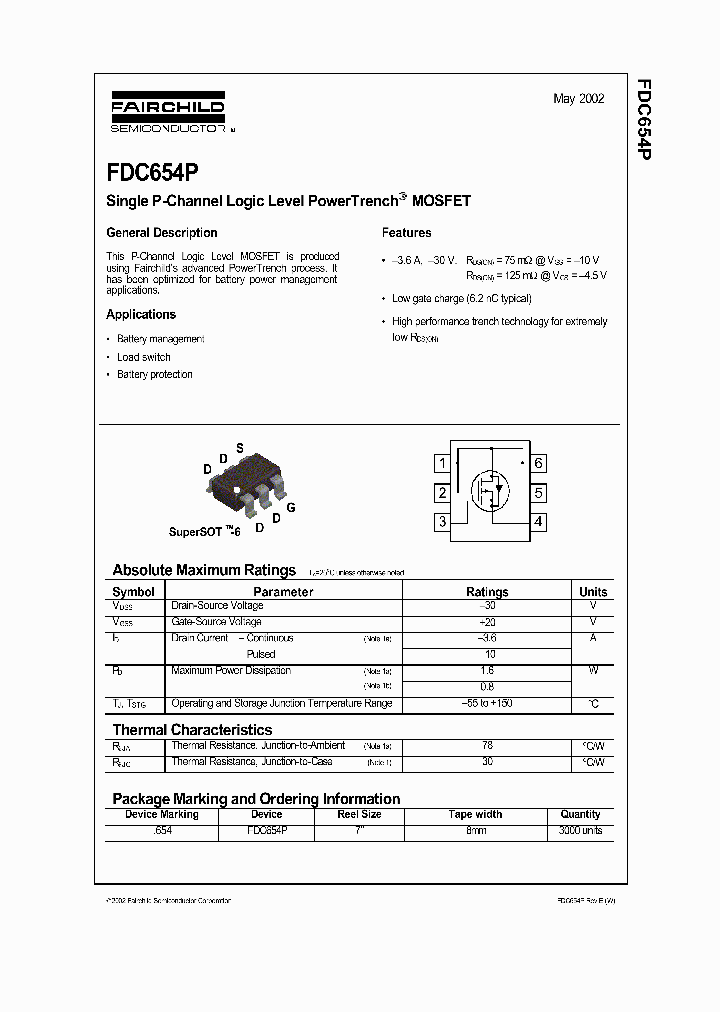FDC654P_4830754.PDF Datasheet