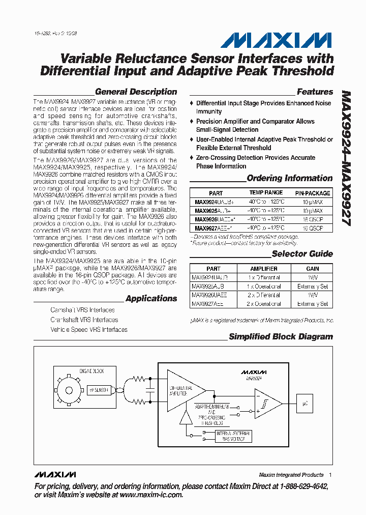 MAX9924_4859100.PDF Datasheet