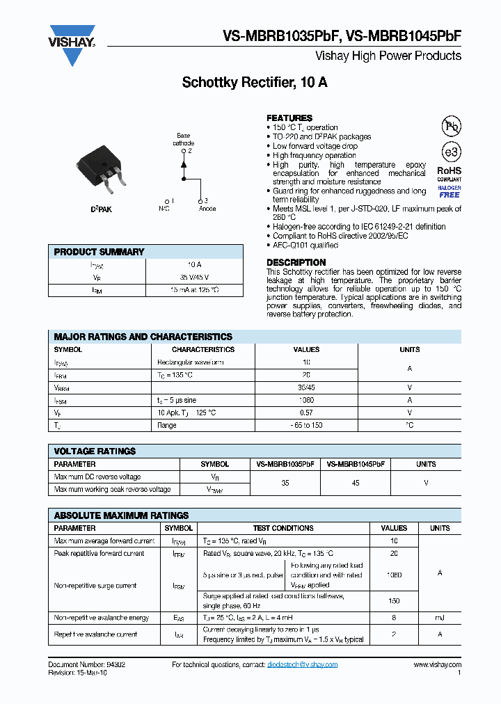 MBRB1035PBF10_4886701.PDF Datasheet