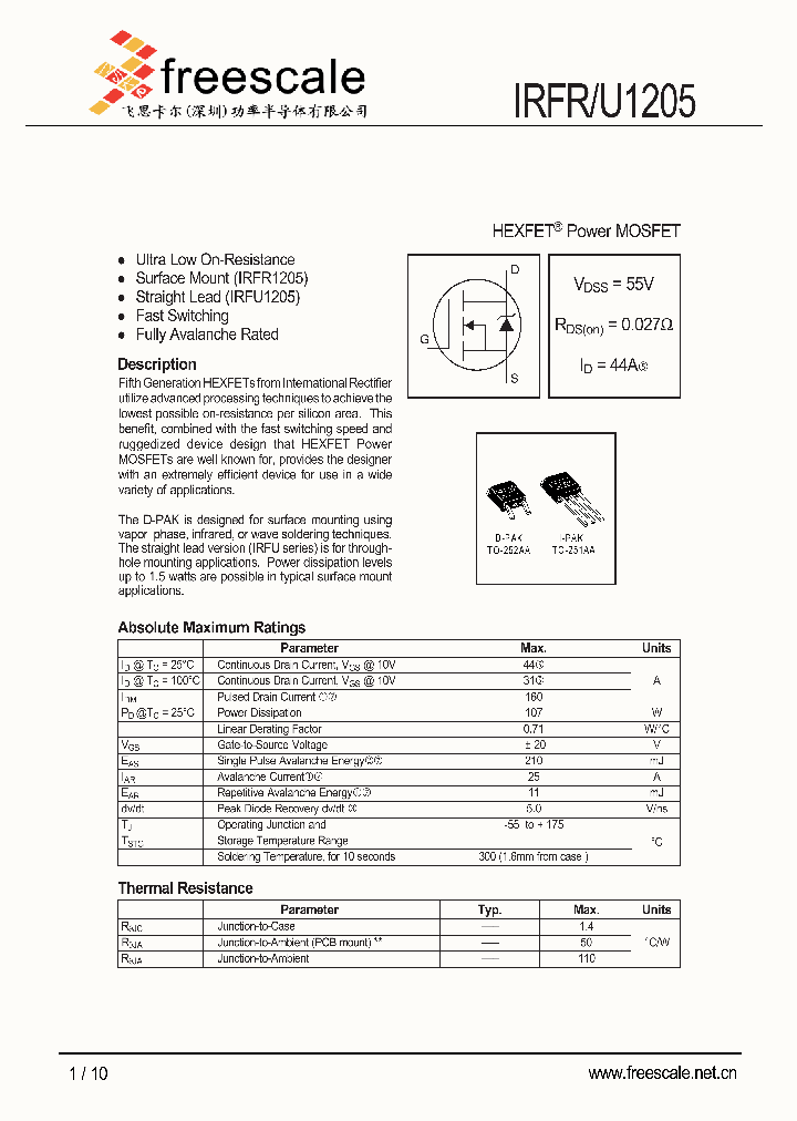 IRFU1205_4899883.PDF Datasheet