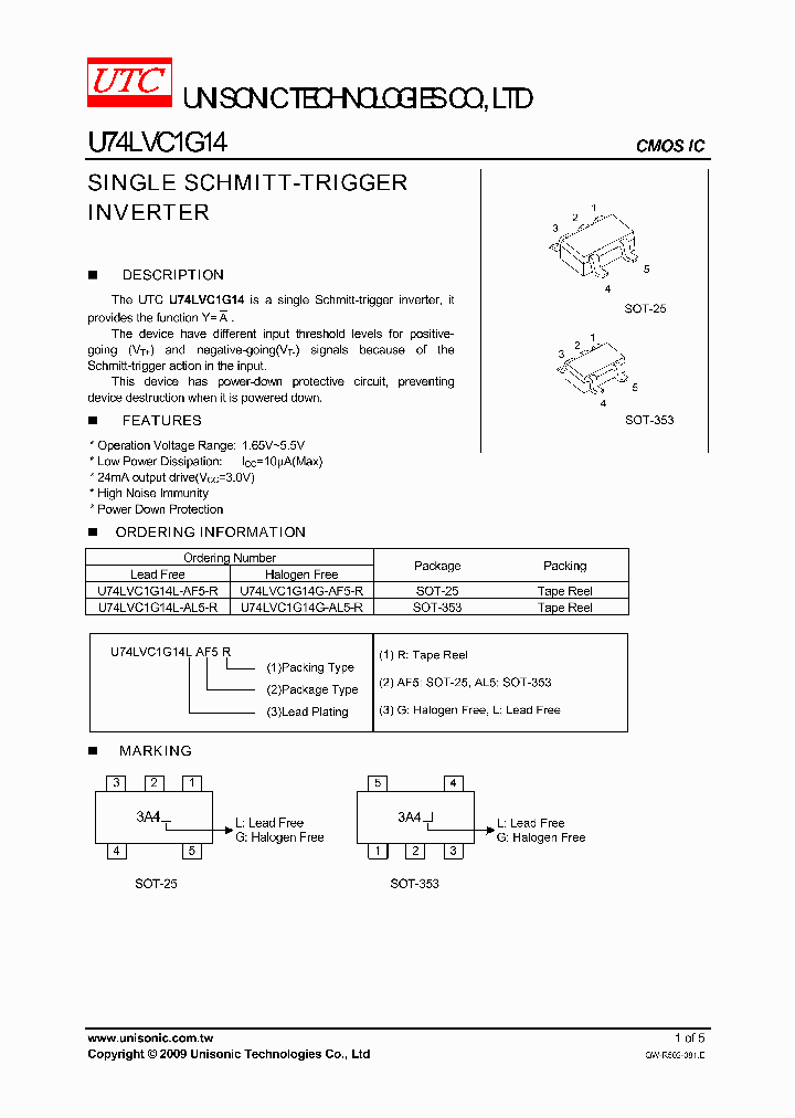 U74LVC1G14L-AL5-R_4925038.PDF Datasheet