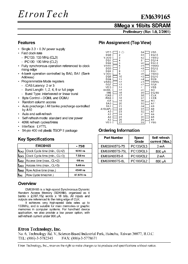 EM639165TS-8_4925265.PDF Datasheet