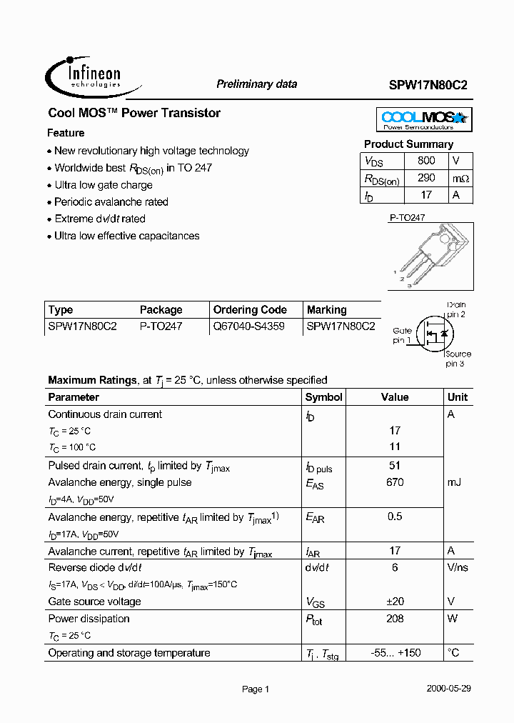 SPW17N80C2_4945889.PDF Datasheet