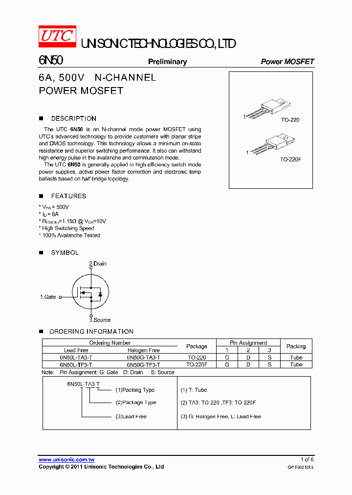 6N50L-TA3-T_4968482.PDF Datasheet