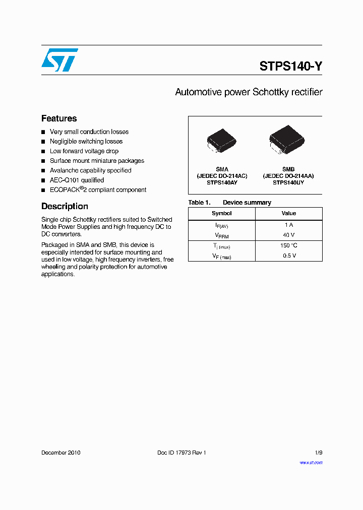 STPS140-Y_4996493.PDF Datasheet