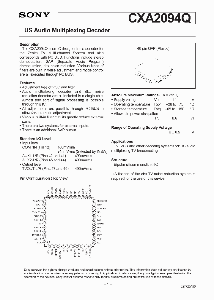 CXA2094Q_5008603.PDF Datasheet