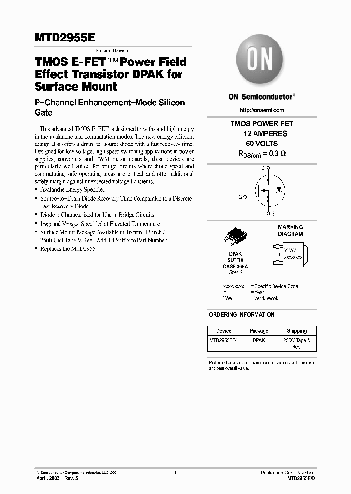 MTD2955E_5020727.PDF Datasheet