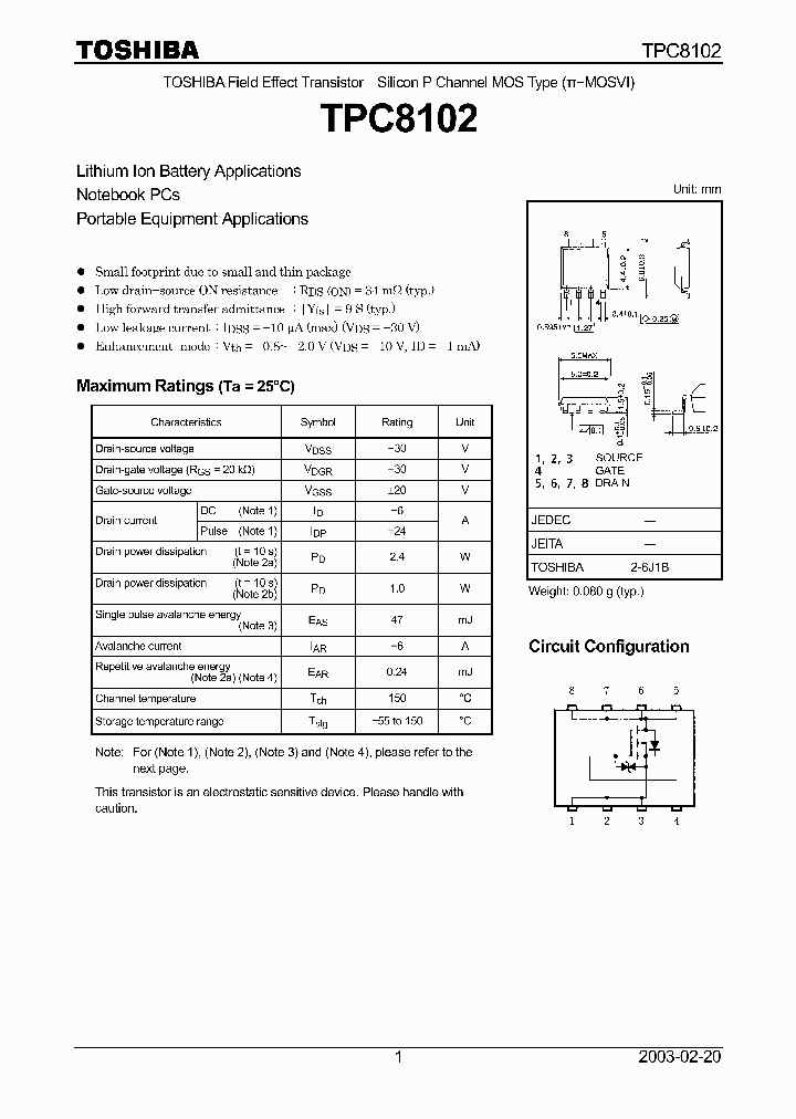 TPC8102_5037844.PDF Datasheet