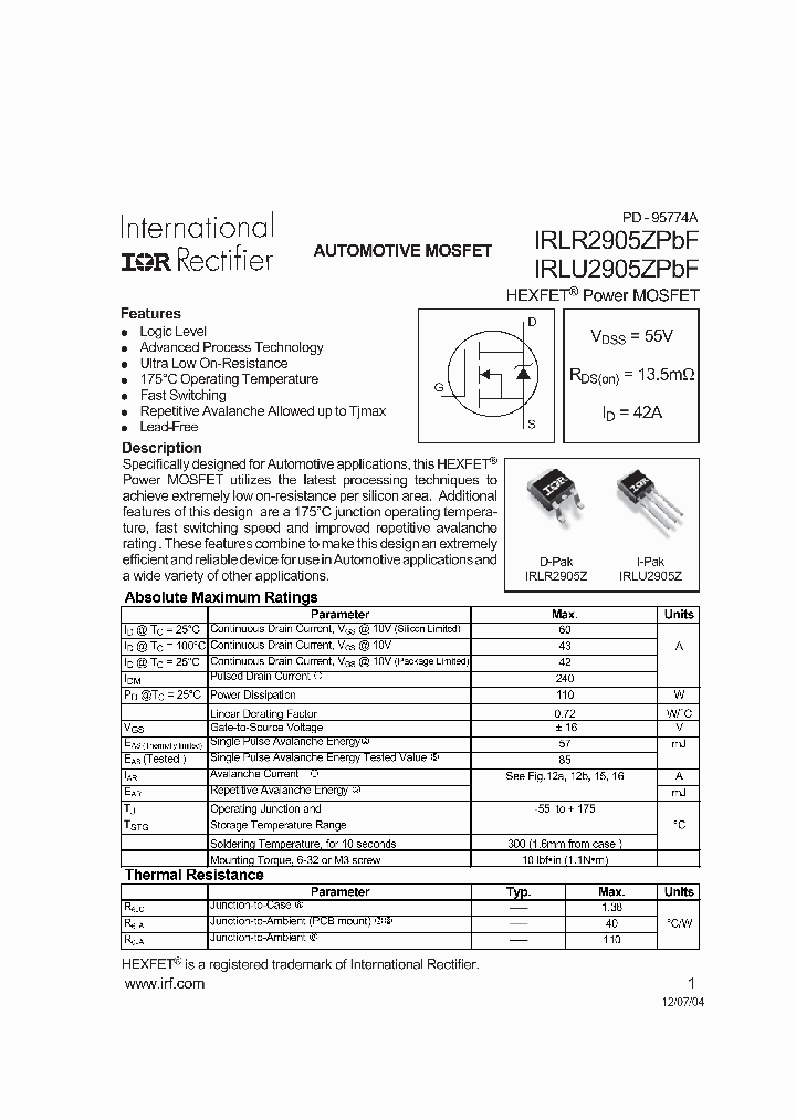 IRLR2905ZPBF_5051819.PDF Datasheet