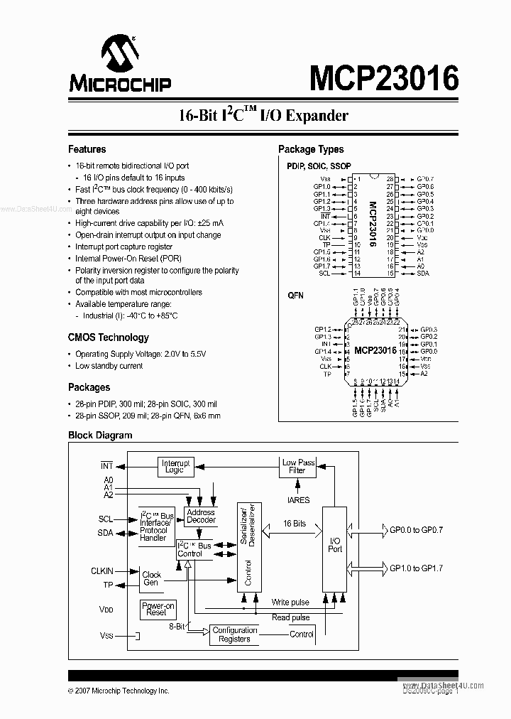 MCP23016_5083707.PDF Datasheet