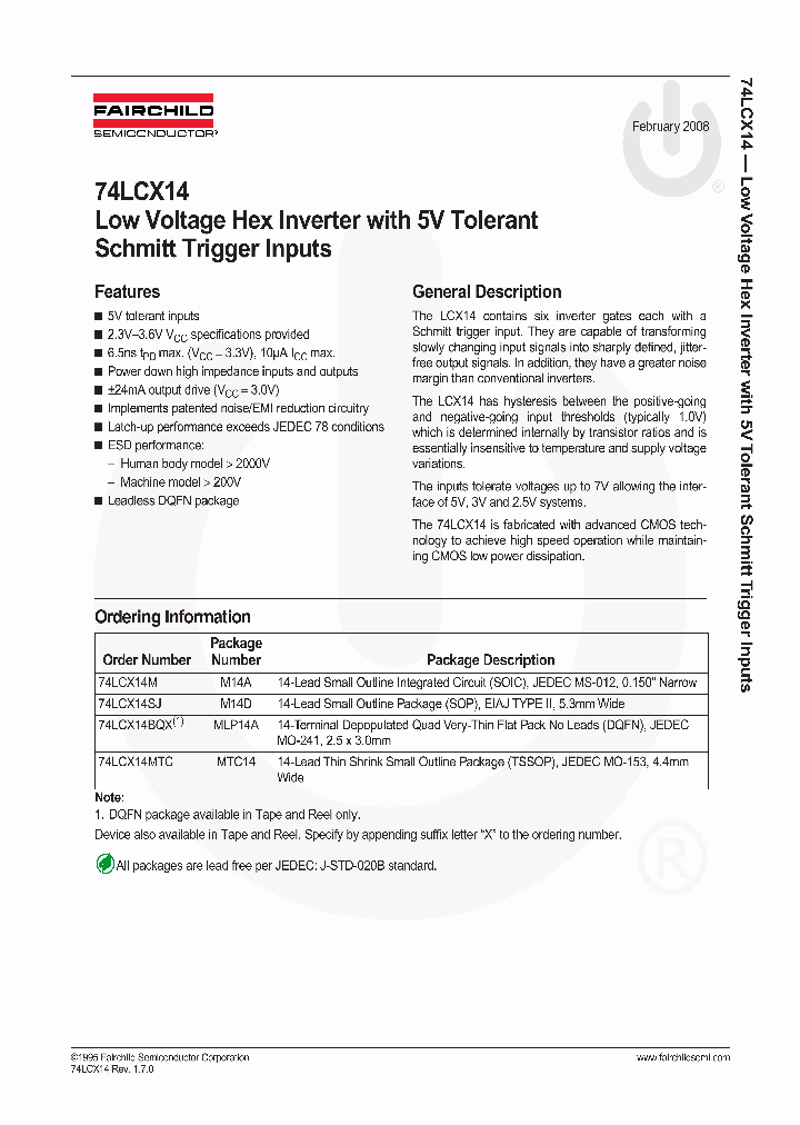 74LCX14MNL_5130080.PDF Datasheet