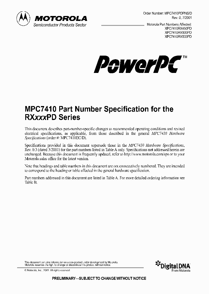 MPC7410PDPNS_5138499.PDF Datasheet