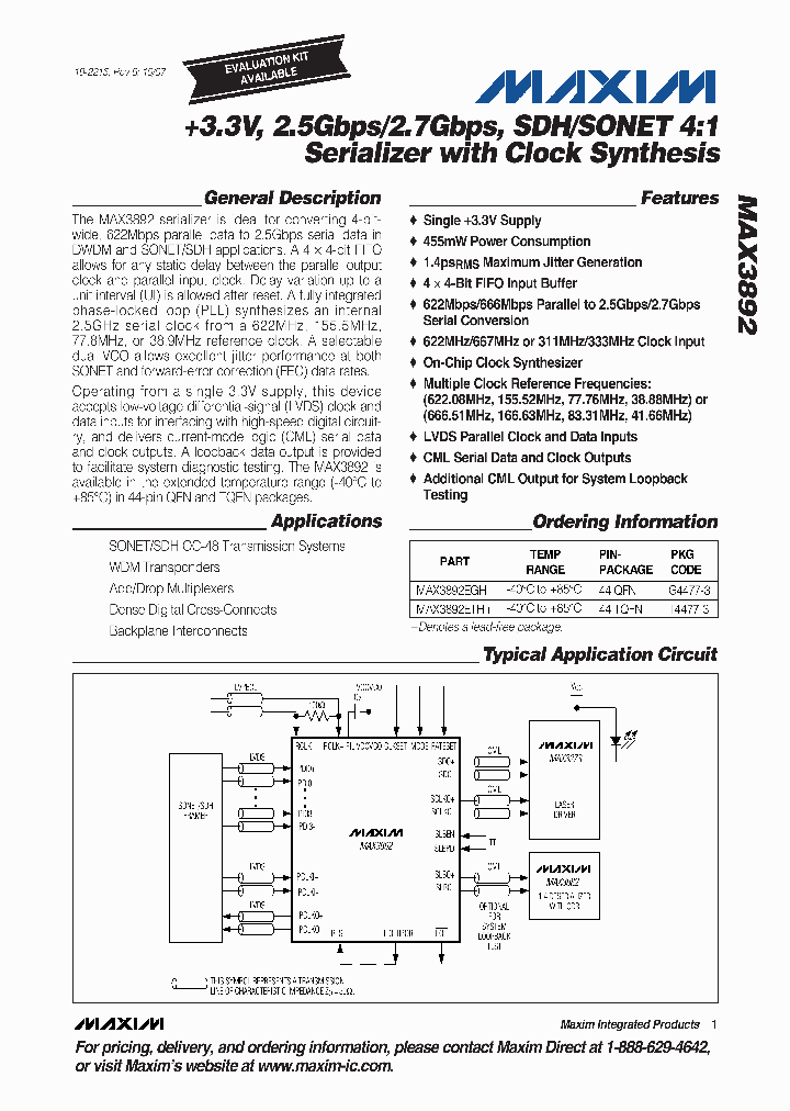 MAX3892EGH-D_5171171.PDF Datasheet