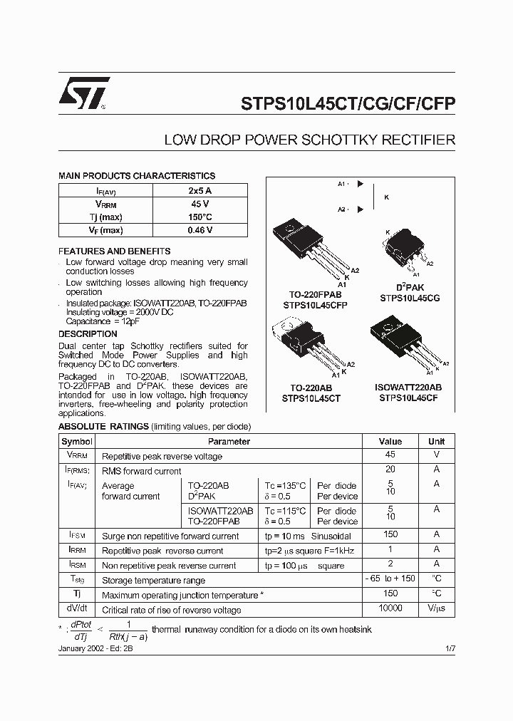 STPS10L45CT_5174732.PDF Datasheet