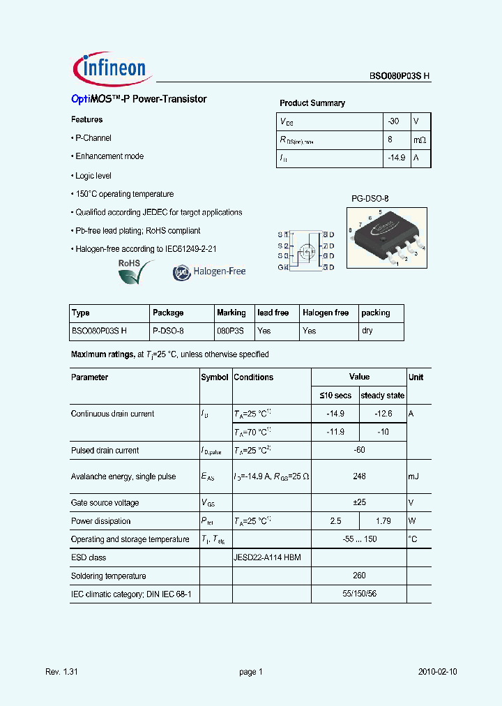 BSO080P03SH_5337990.PDF Datasheet