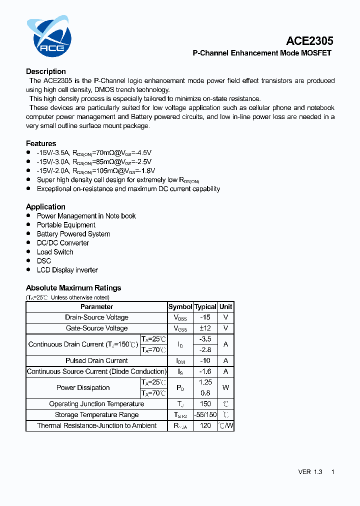 ACE2305BMH_5339394.PDF Datasheet