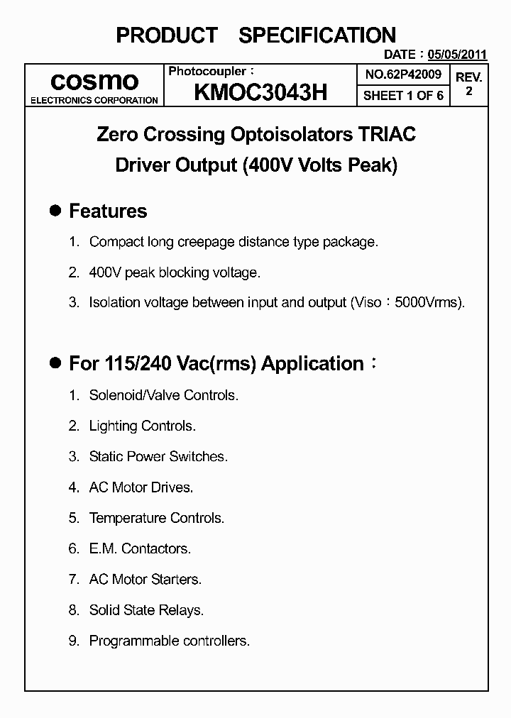 KMOC3043H_5347214.PDF Datasheet