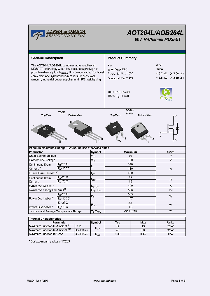 AOB264L_5366201.PDF Datasheet