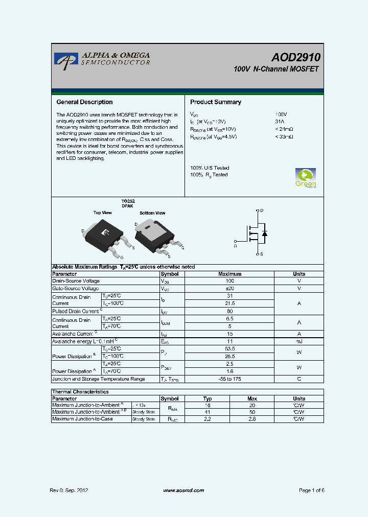 AOD2910_5366488.PDF Datasheet