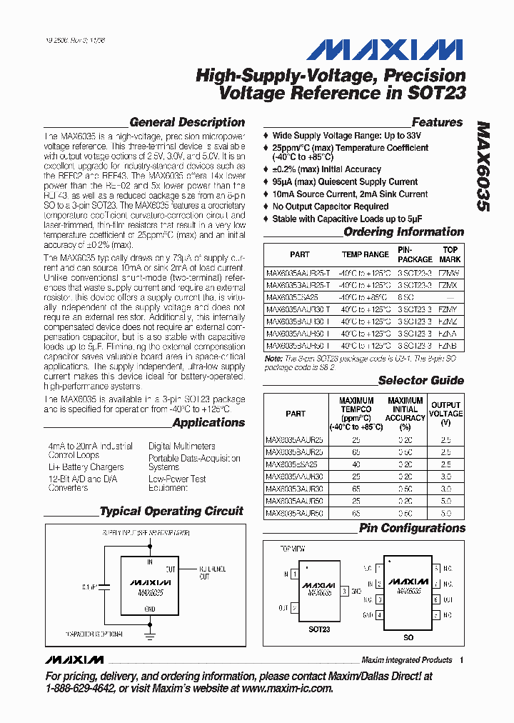 MAX6035ESA25_5373674.PDF Datasheet