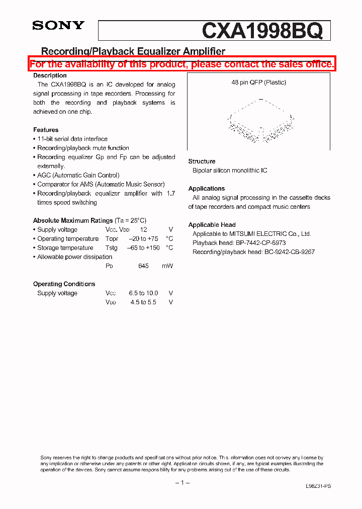 CXA1998BQ_5427839.PDF Datasheet