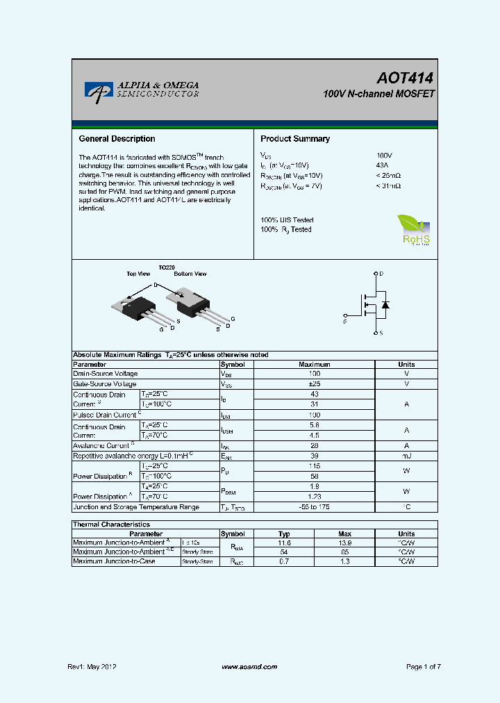 AOT414_5452146.PDF Datasheet