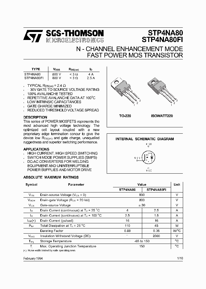 STP4NA80_5467778.PDF Datasheet