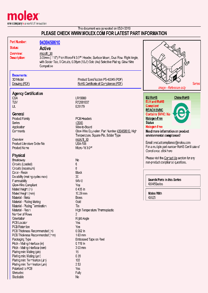 43045-0610_5481604.PDF Datasheet