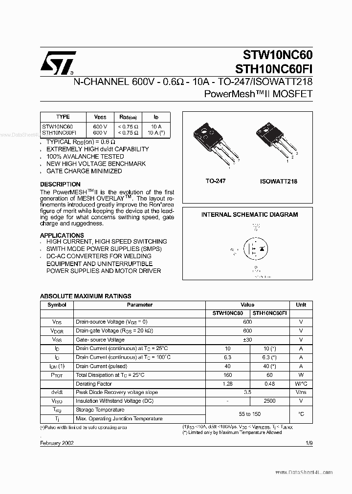 W10NC60_5552143.PDF Datasheet