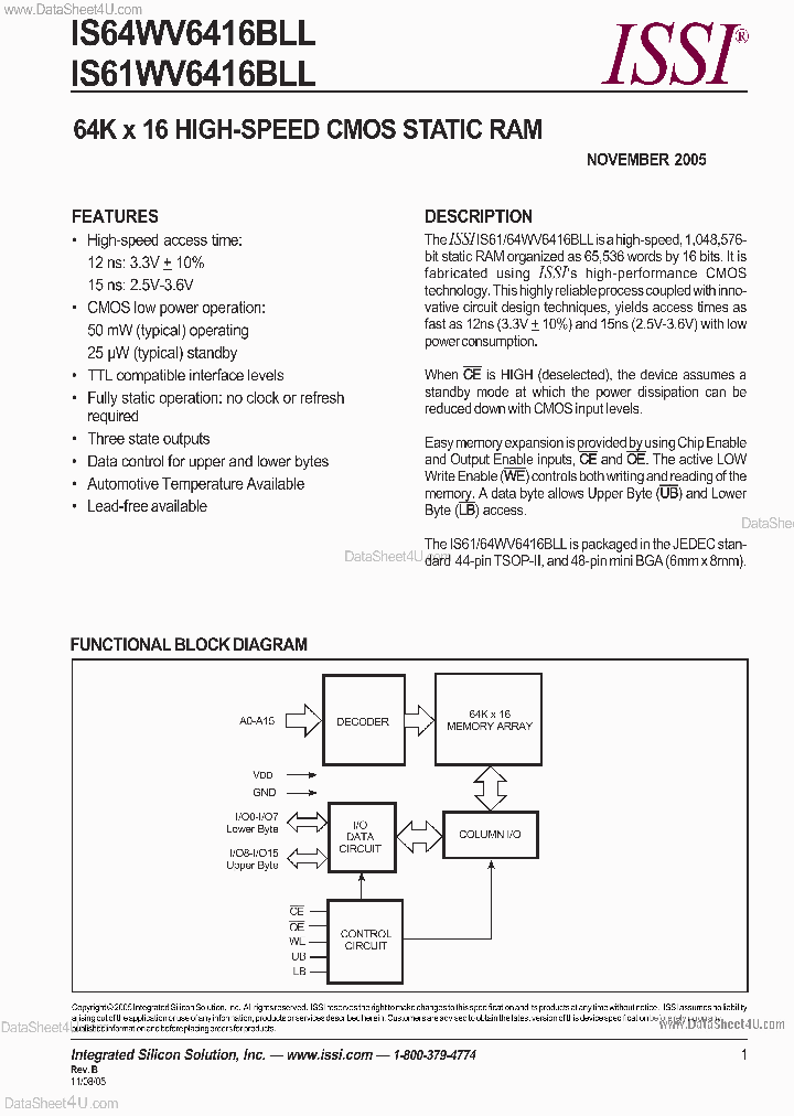 IS61WV6416BLL_5560503.PDF Datasheet