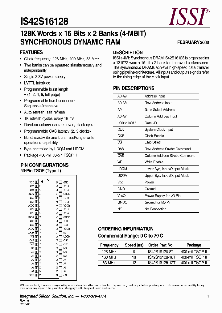 IS42S16128_5588582.PDF Datasheet