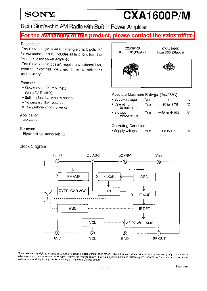 CXA1600PM_5623389.PDF Datasheet