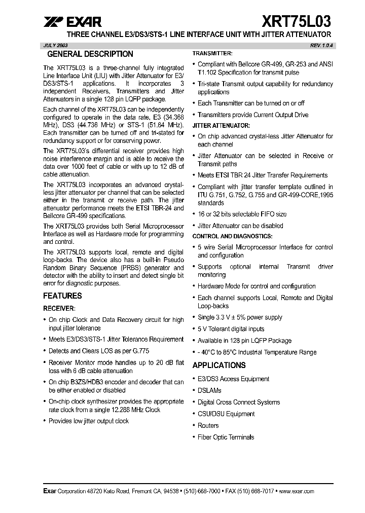 XRT75L03_5629674.PDF Datasheet