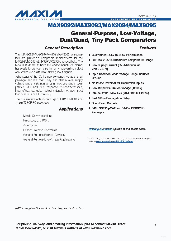 MAX9092_5636790.PDF Datasheet