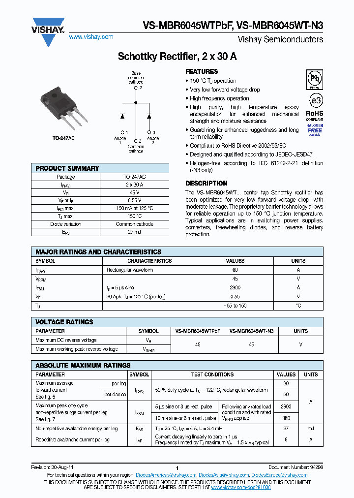 MBR6045WT-N3_5701514.PDF Datasheet