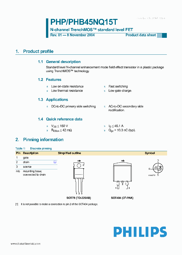 PHB45NQ15T_5729199.PDF Datasheet