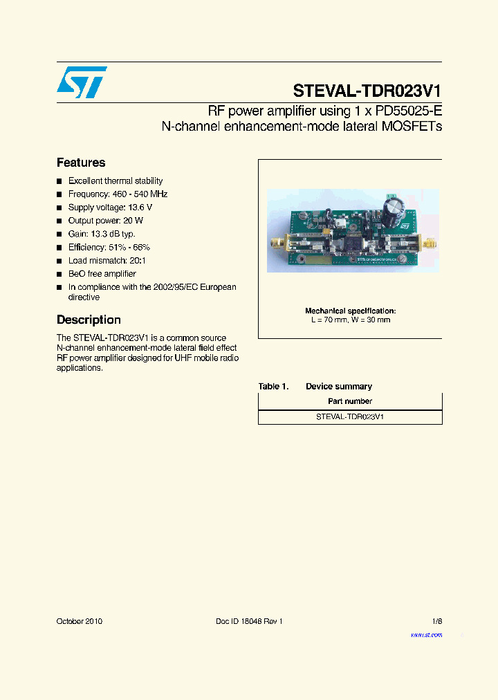 STEVAL-TDR023V1_5765985.PDF Datasheet