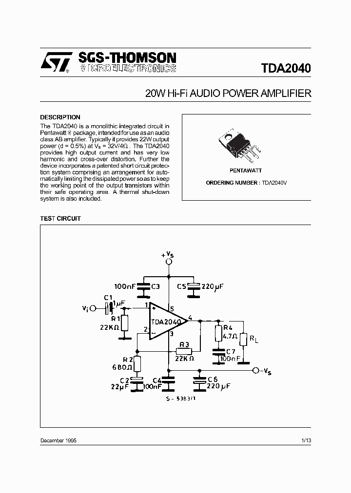 TDA2040_5901859.PDF Datasheet