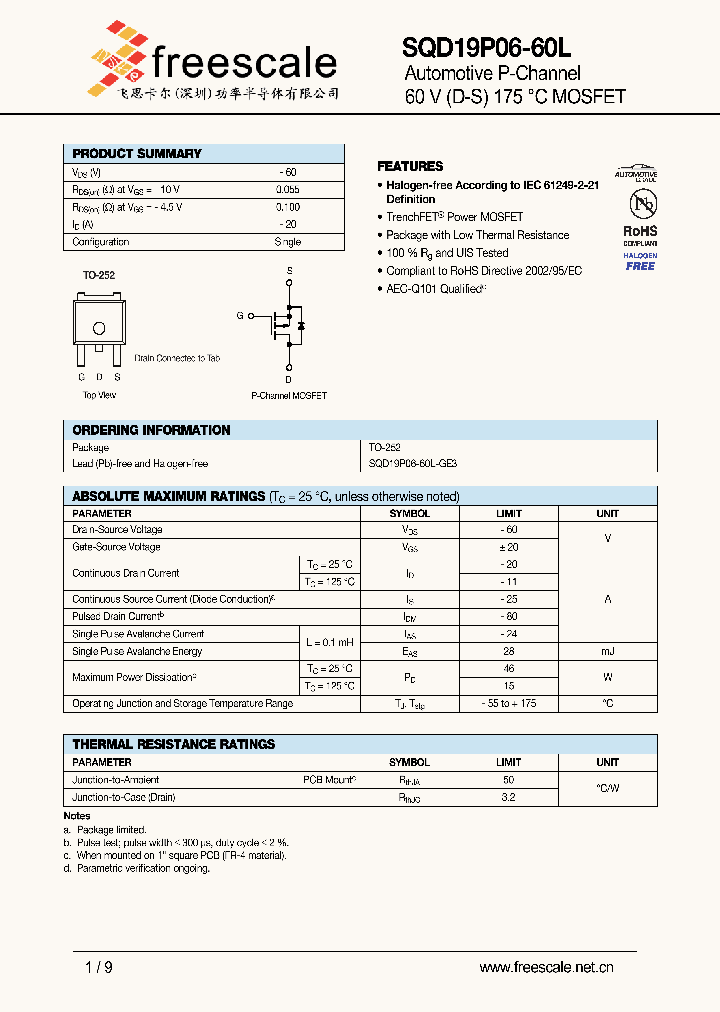 SQD19P06-60L_5930401.PDF Datasheet