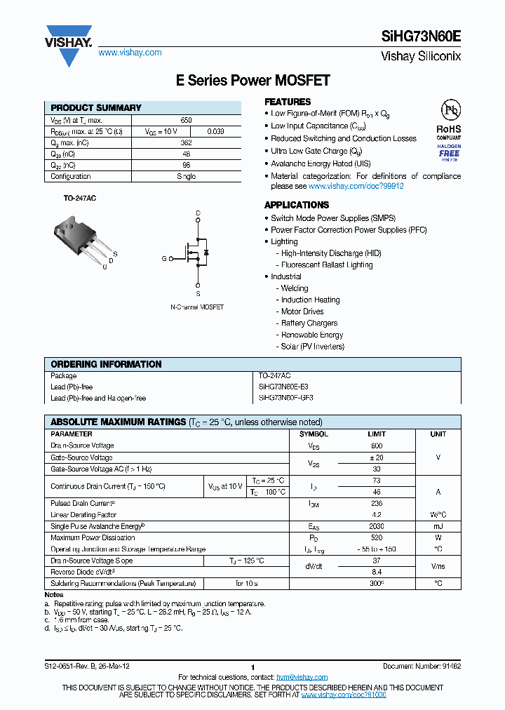 SIHG73N60E_5971943.PDF Datasheet