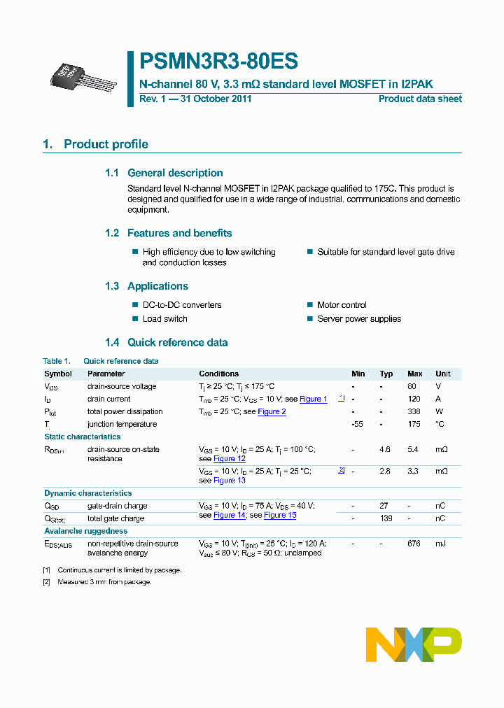 PSMN3R3-80ES_5999983.PDF Datasheet