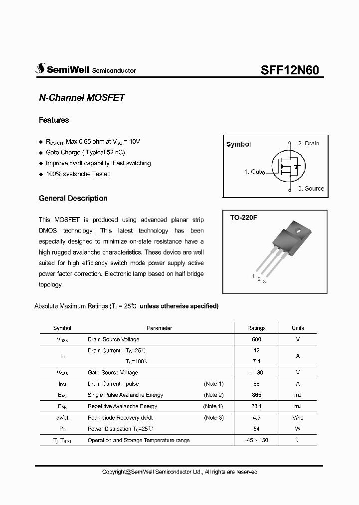 SFF12N60_6228961.PDF Datasheet