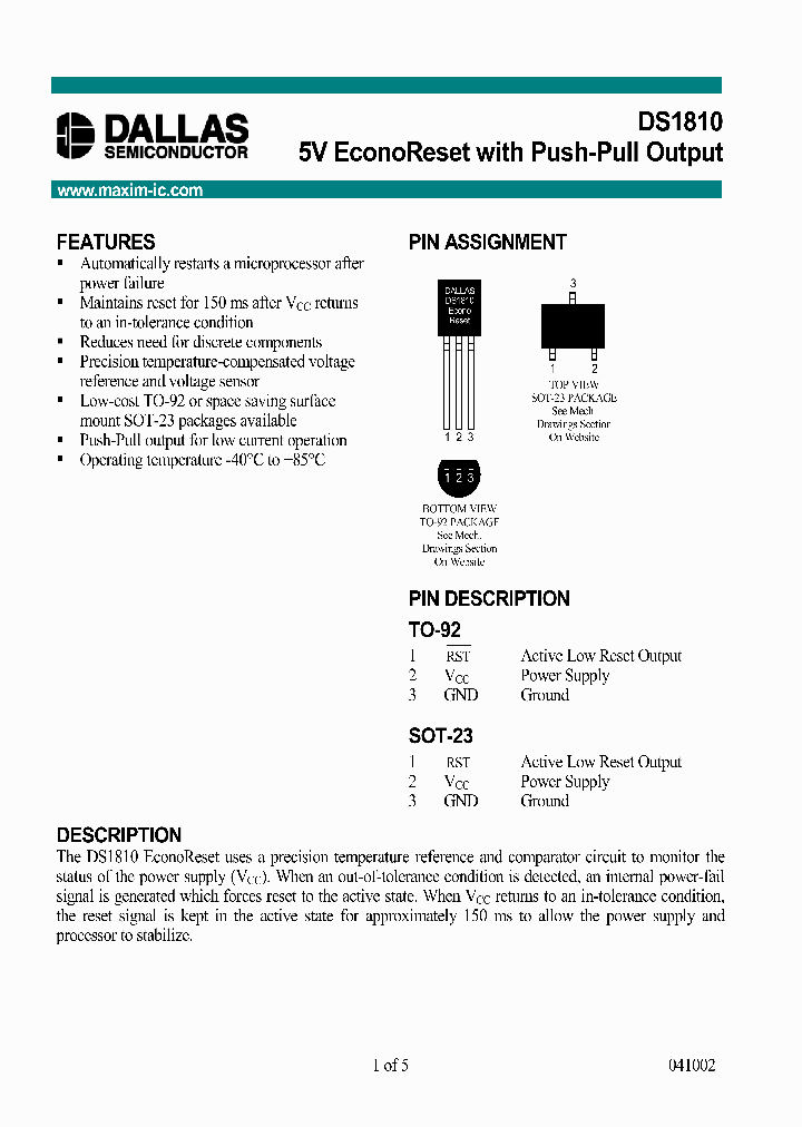 DS1810-15TAMPR_6274139.PDF Datasheet