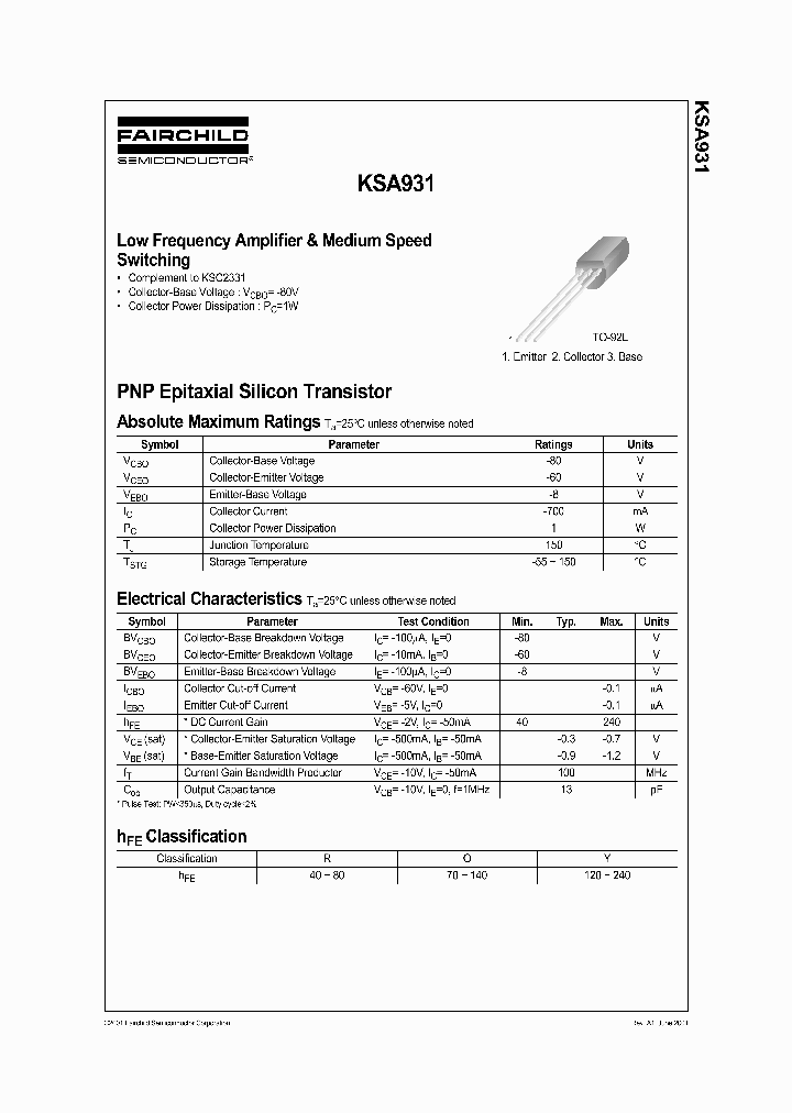 KSA931OTA_6295401.PDF Datasheet