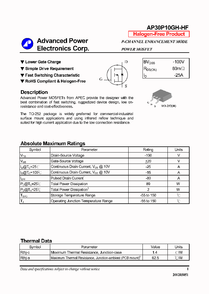 AP30P10GH-HF_6361999.PDF Datasheet