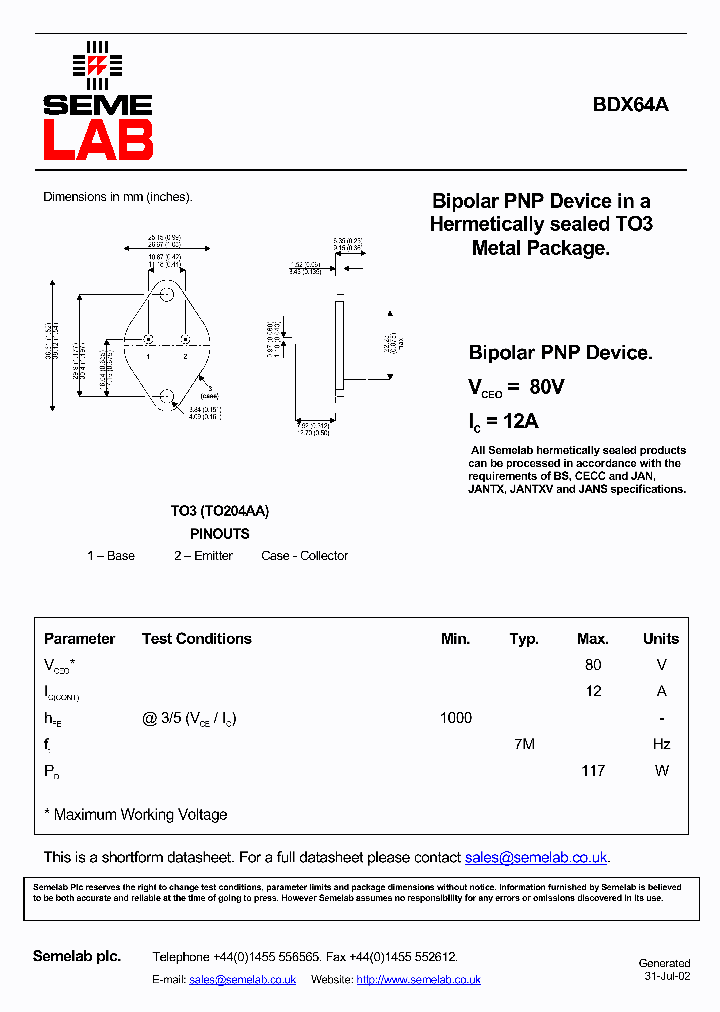 BDX64A_6384182.PDF Datasheet