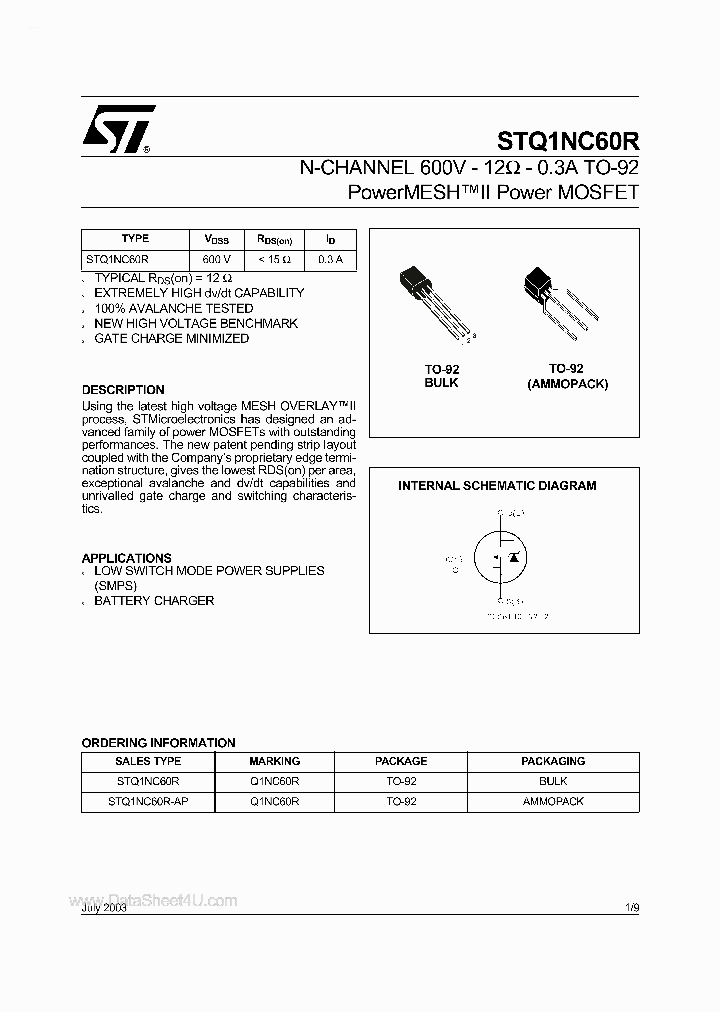 STQ1NC60R_6384652.PDF Datasheet